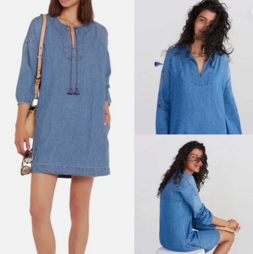 Madewell Blue Denim Artiste Mini Tunic Dress